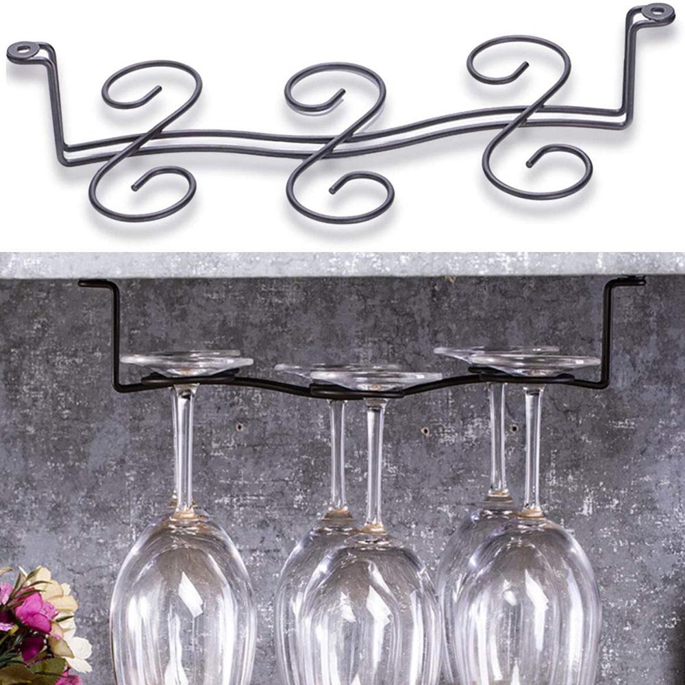 Iron Goblet Storage Shelf Cabinet Organizer Wine Glass Rack Cup Hanger Stemware Holder Hanging Rack