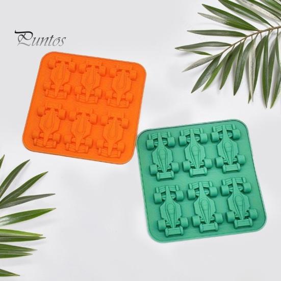 Silicone Baking Molds for Kids Racing Car Ice Mold, 6 Cavity 3D Cake Candy Jelly Easy to Clean Tray, Food Grade Flexible Mold Chocolate Soap,
