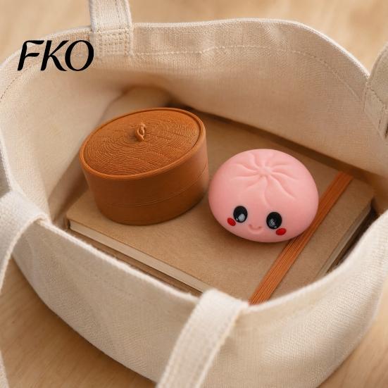 Dumpling Decompression Toy Cartoon Clicker with Steamer, 3D Printed Smiling Steamed Sensory Bun Toy, Shape Finger for Stress