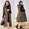 Зимние новые модели тонкий пуховый хлопковый жилет двусторонний женский средней длины хлопковый жилет ниже колена универсальная верхняя одежда хлопковый жилет спина