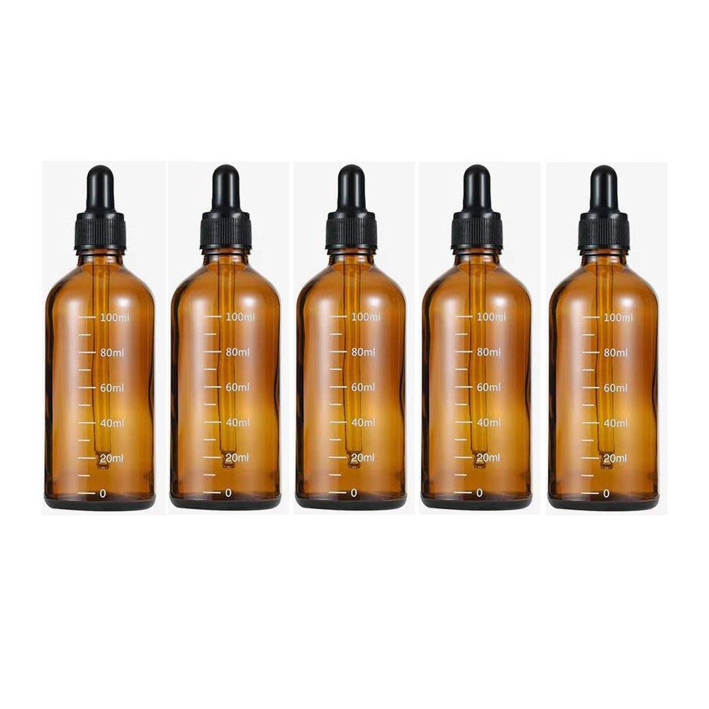 5 шт. 5-100 мл градуированная бутылка-капельница с силиконовой головкой, пустой диспенсер для эфирного масла, высококачественная светонепроницаемая стеклянная бутылка для лекарств