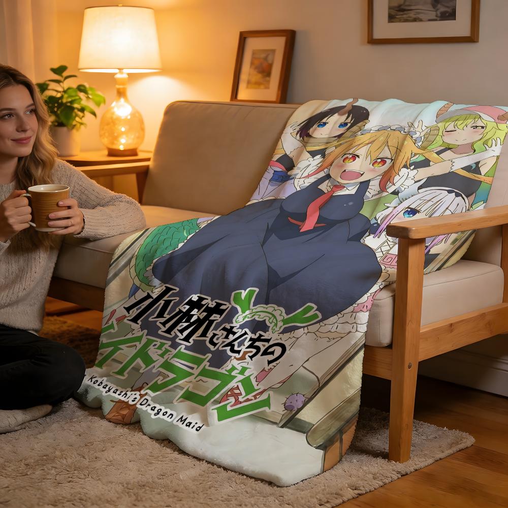 Throw High-Density Short Plush Blanket For Sofa Nap Air-Conditioned Room Soft Skin-Friendly Miss Kobayashi's Dragon Maid