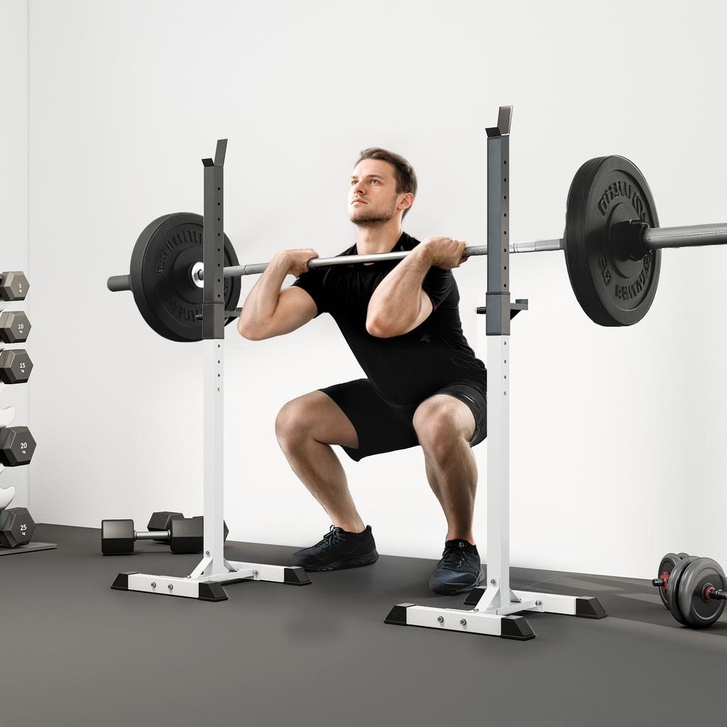 Heavy Duty Weight Bar Barbell Squat Stand Barbell Rack Spotter, for Home, Gym - Black