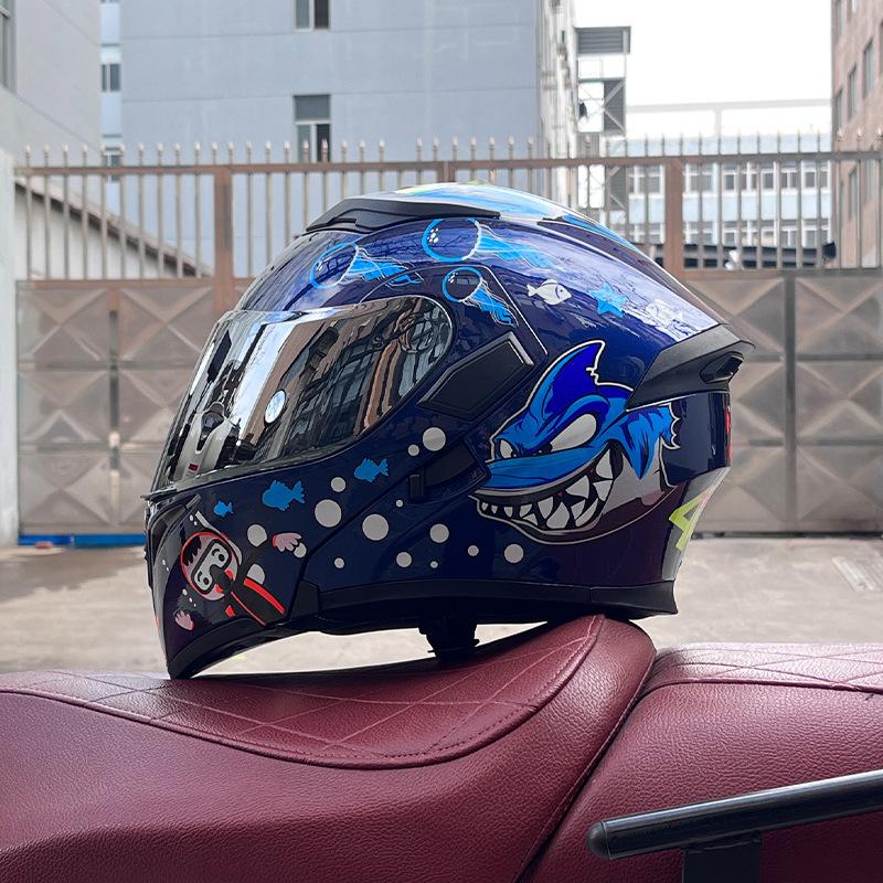 Motorcycle Helmets Men's and Women's Locomotive Full Helmets Bluetooth Peel-off Helmets Electric Vehicle Helmets
