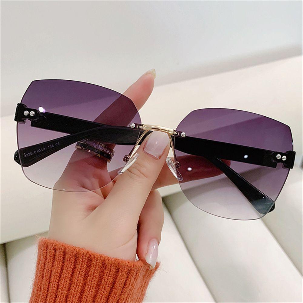 Ladies Eyeglasses Vintage Women Shades Frameless Sun Glasses Rimless Sunglasses Gradient Sunglasses