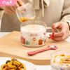 Стеклянная кружка Sanrio Мультяшная коллаборация Прозрачная кружка для воды Домашняя кружка для завтрака с овсянкой с цветной ручкой Подарок для детей