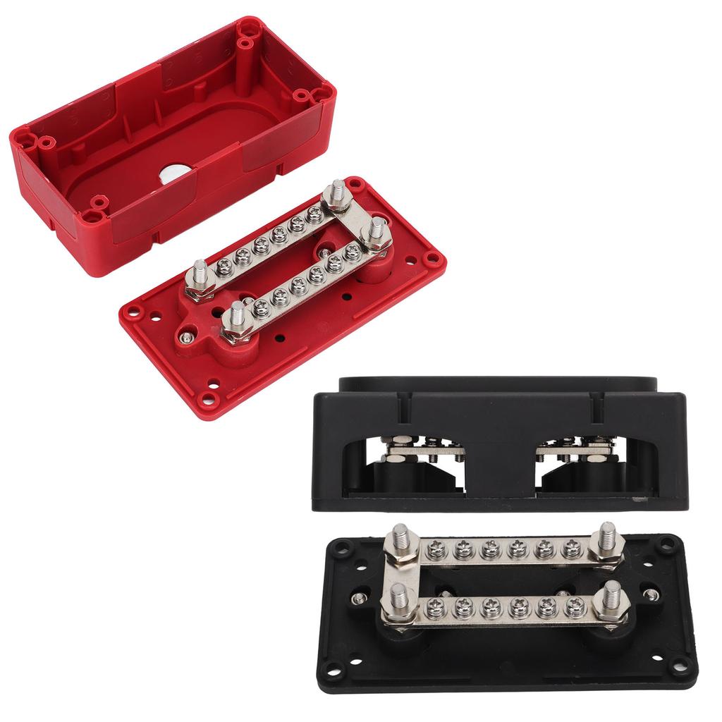 2PCS Heavy Duty Bus Bar Box Module with Cover DC48V 100A Flame Retardant for Cars Trucks RVs Ships B