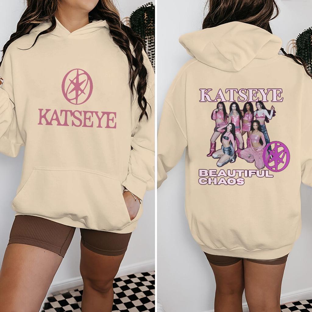Men Women Katseye The Wildworld Tour 2026 Printed Hoodie Loose Fleece Pullover Sweatshirt Hip Hop Fan Streetwear Hoodies