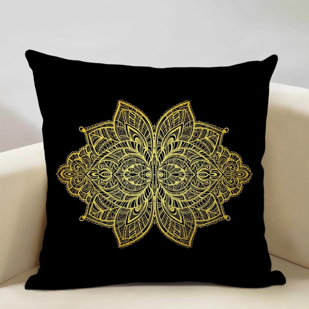Mandala Sofa Decorative Throw Pillow Case, Hamsa Cushion Cover, Home Living Room Pillow Cover, 45x45cm