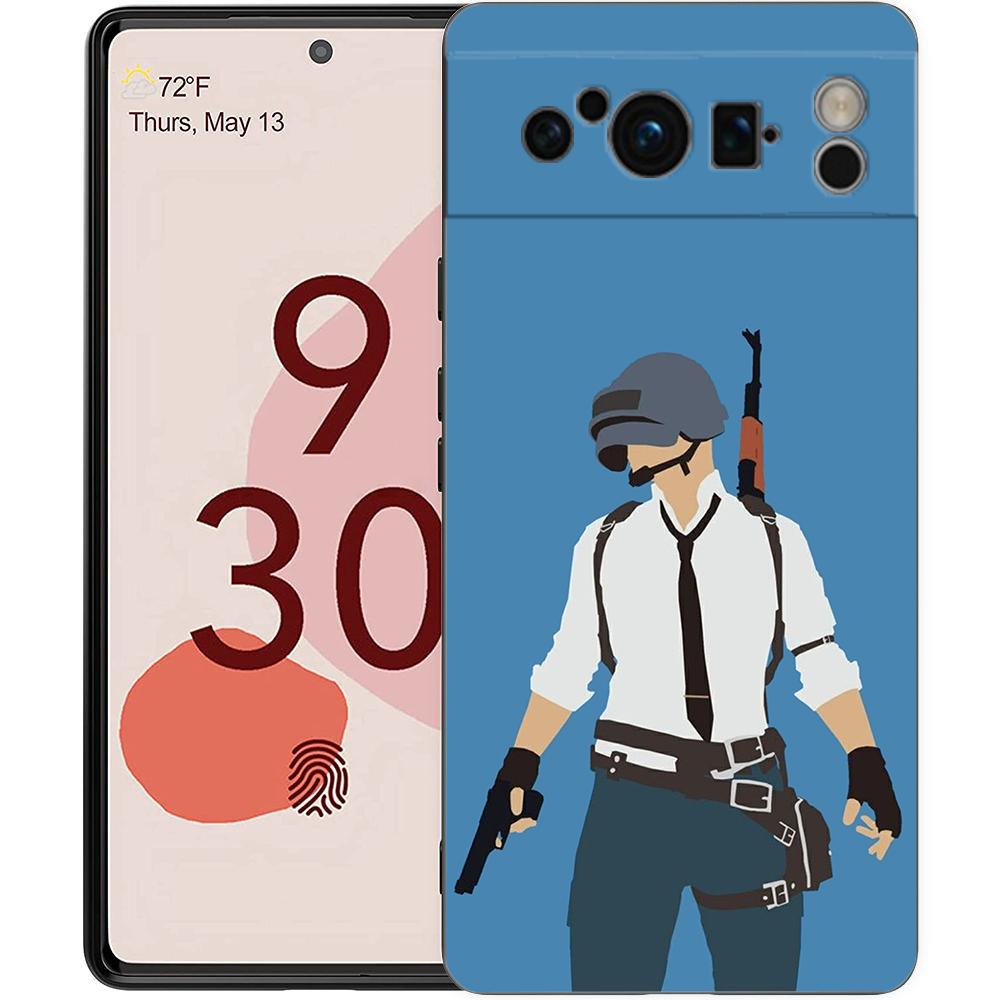 Крутой Мультяшный Чехол-Пистолет для Телефона Google Pixel 9 8 7 6 Pro XL 8A 6A 7A 5G Мягкий Ударопрочный ТПУ Черный Чехол Fundas