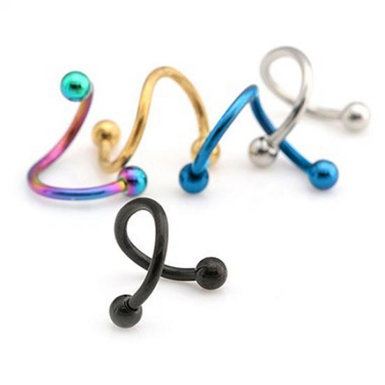 2 шт. спиральное кольцо из нержавеющей стали Twister для губ и носа, пирсинг, ювелирные изделия
