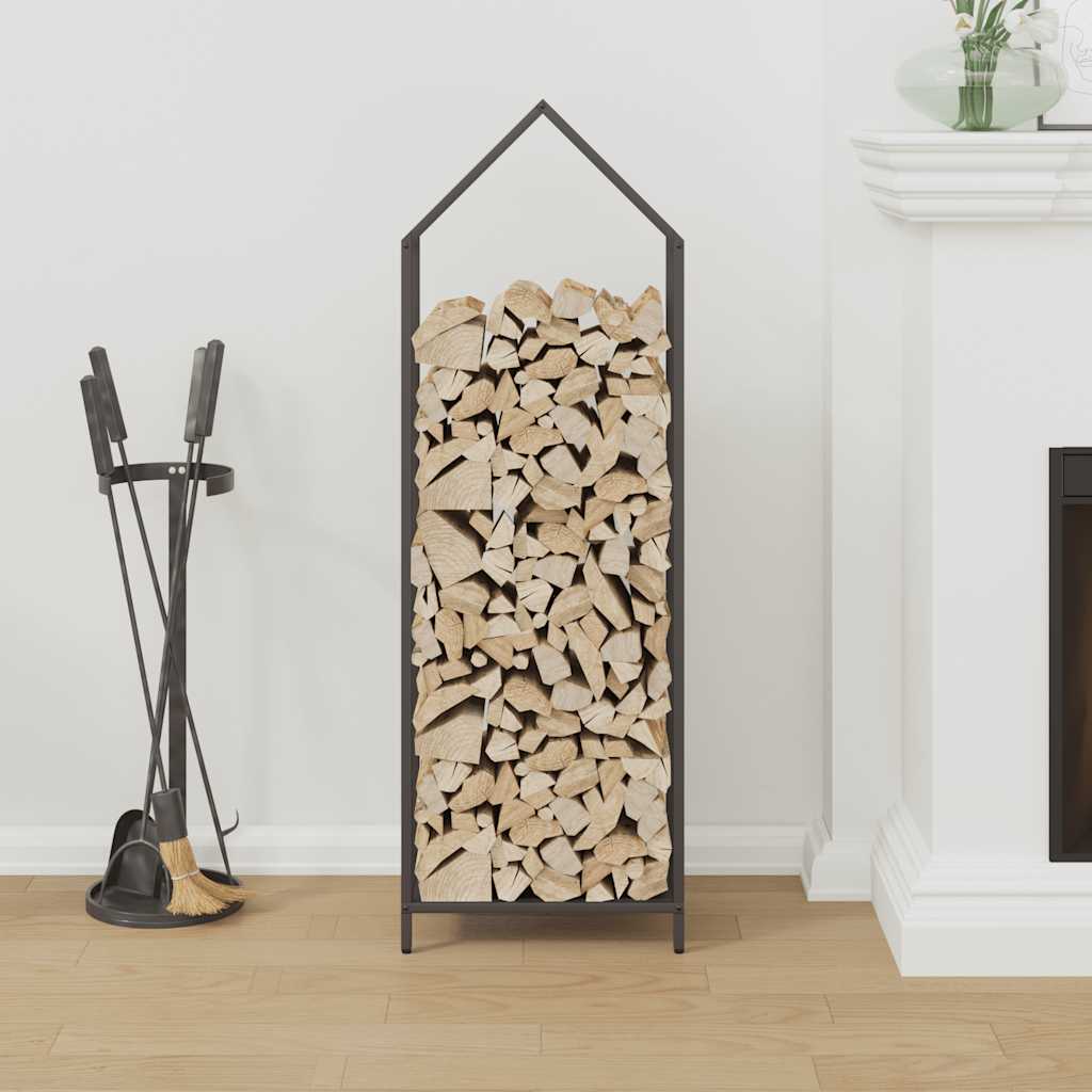 Firewood Rack Black 40 x 25 x 120 cm Cold Rolled Steel