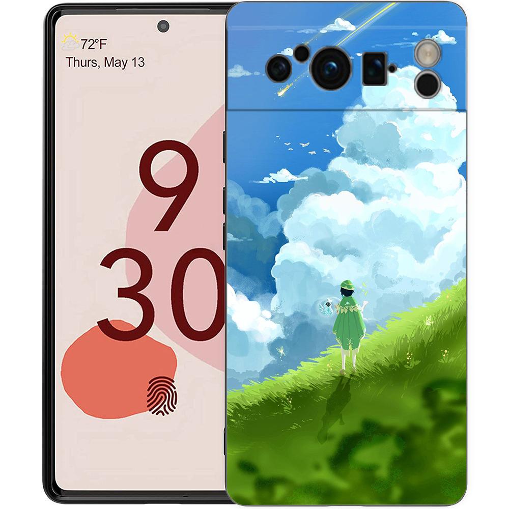 Пейзаж игры Genshin Impact Чехол для телефона для Google Pixel 8 A 7 6 Pro 6A 5G Черный Мягкий Противоударный Чехол Силиконовый TPU Чехол