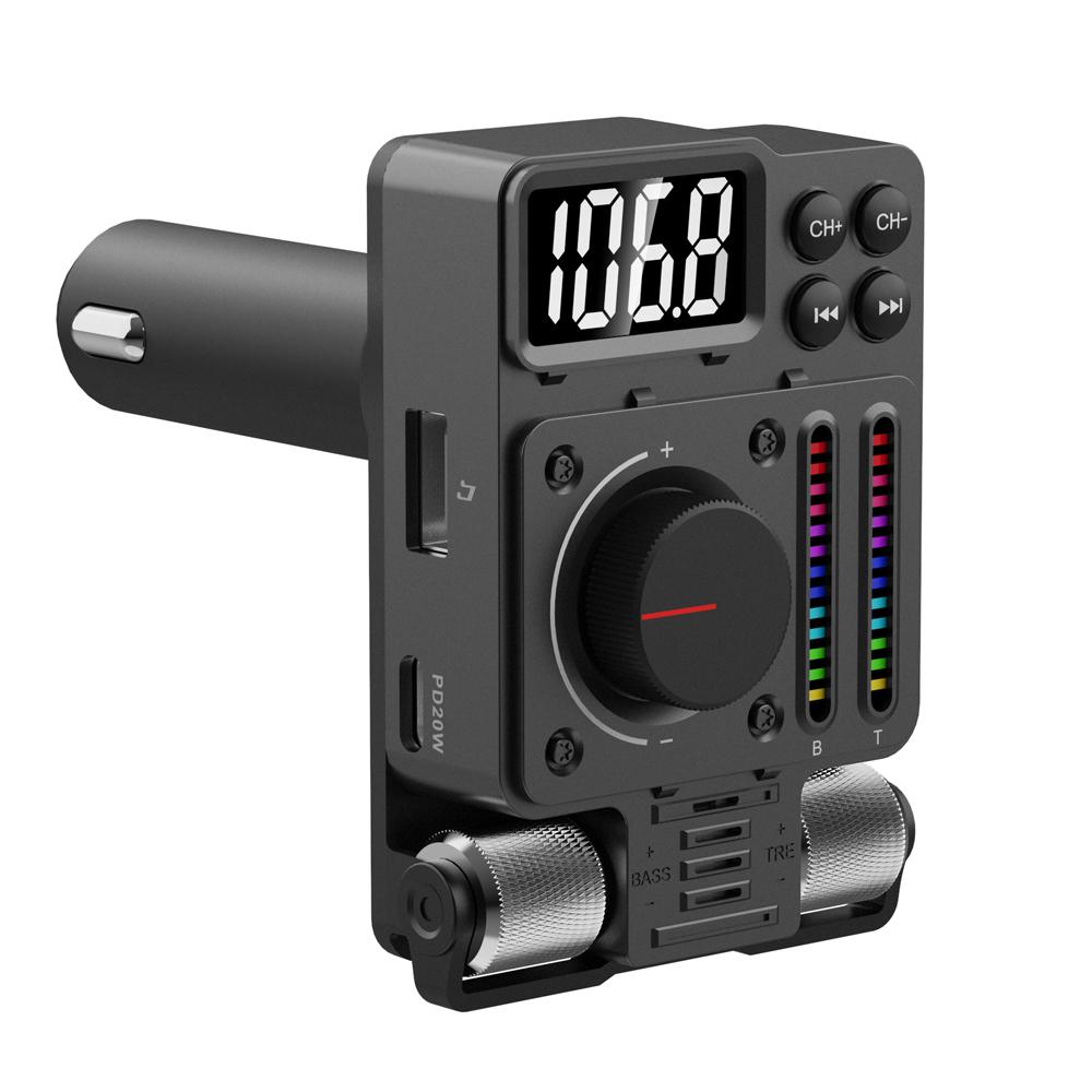 Автомобильный BT MP3-плеер FM-передатчик PD30W + USB-адаптер быстрой зарядки с 1,2-дюймовым светодиодным дисплеем