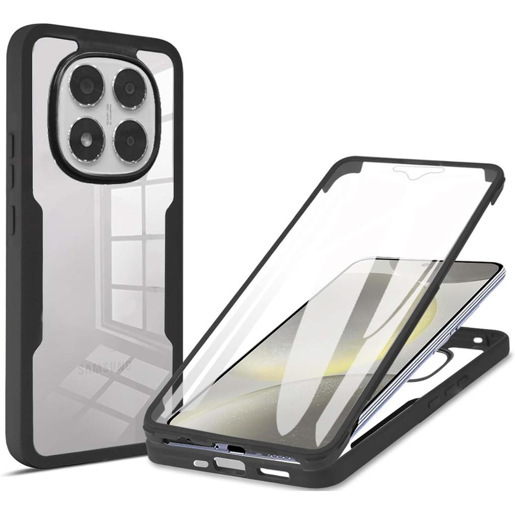 Роскошный простой 360° полный защитный чехол-броня из ПК+ТПУ для Xiaomi POCO M8 Pro M7 M6 X8 X7 X6 F8 Ultra F7 F6 Прозрачная противоударная крышка