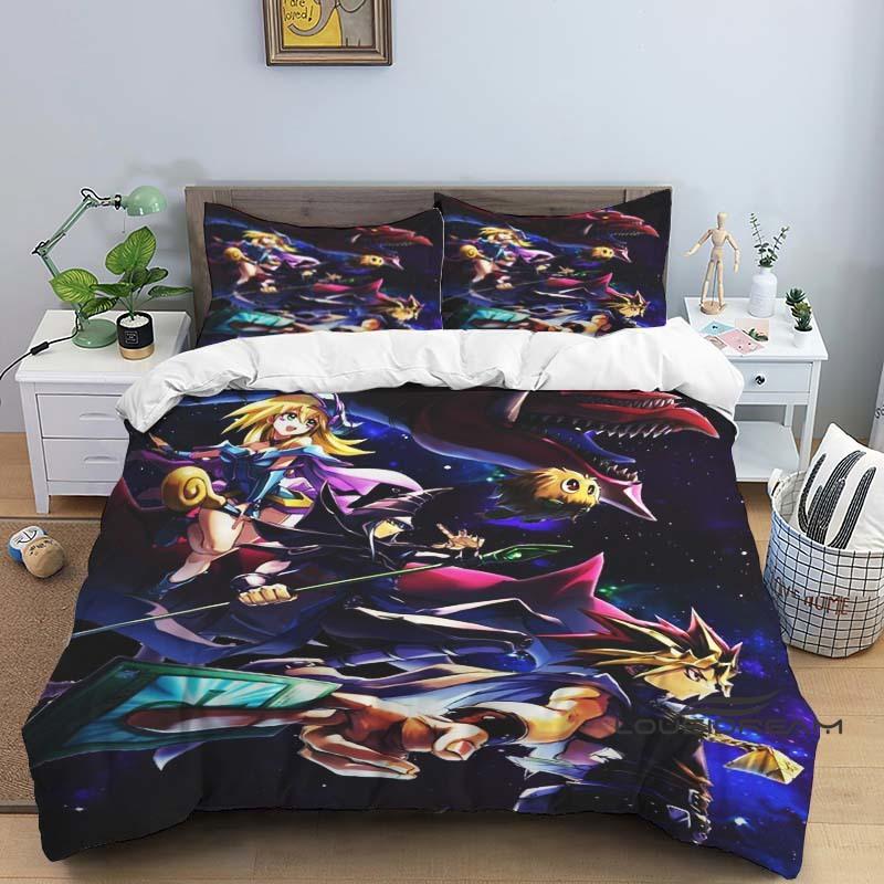 This three-piece cartoon-print (Yu-Gi-Oh!) bedding set—including one duvet cover and two pillowcases—makes for the perfect holid