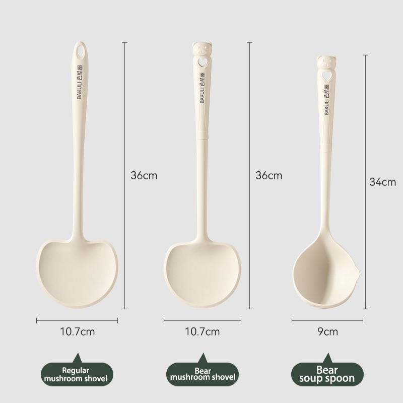 Набор для приготовления пищи Лопатка-гриб и суповая ложка Силиконовые кухонные принадлежности Приготовление пищи Ручка Неприлипающая кастрюля Набор кухонной посуды