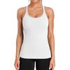 CHARMLEAKS Женские майки для тренировок в рубчик со встроенным бюстгальтером. Плотный спортивный топ с круглым вырезом и борцовкой.