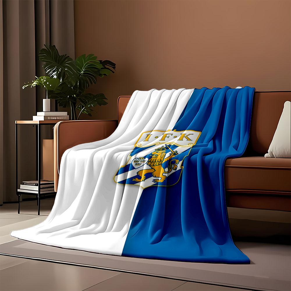 Blue and White Lion Emblem print blanket soft and cozy perfect for the living room bed sofa or a nap,gift