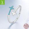 Turquoise Cross Open Ring, Classic Design S925 Sterling Silver Ring Jewelry