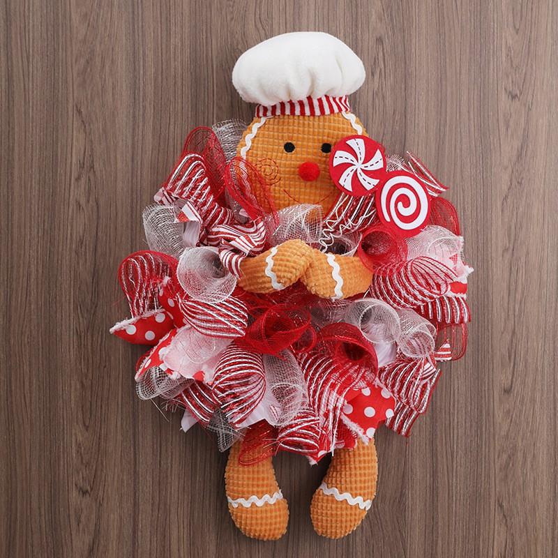 Christmas Gingerbread Man Doll Wreath Window Door Decoration Props American Style