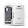 Dkny Leather Checkered Mono Pattern & Printed Stripes Case For Iphone 15 Plus / 14 Plus - Black