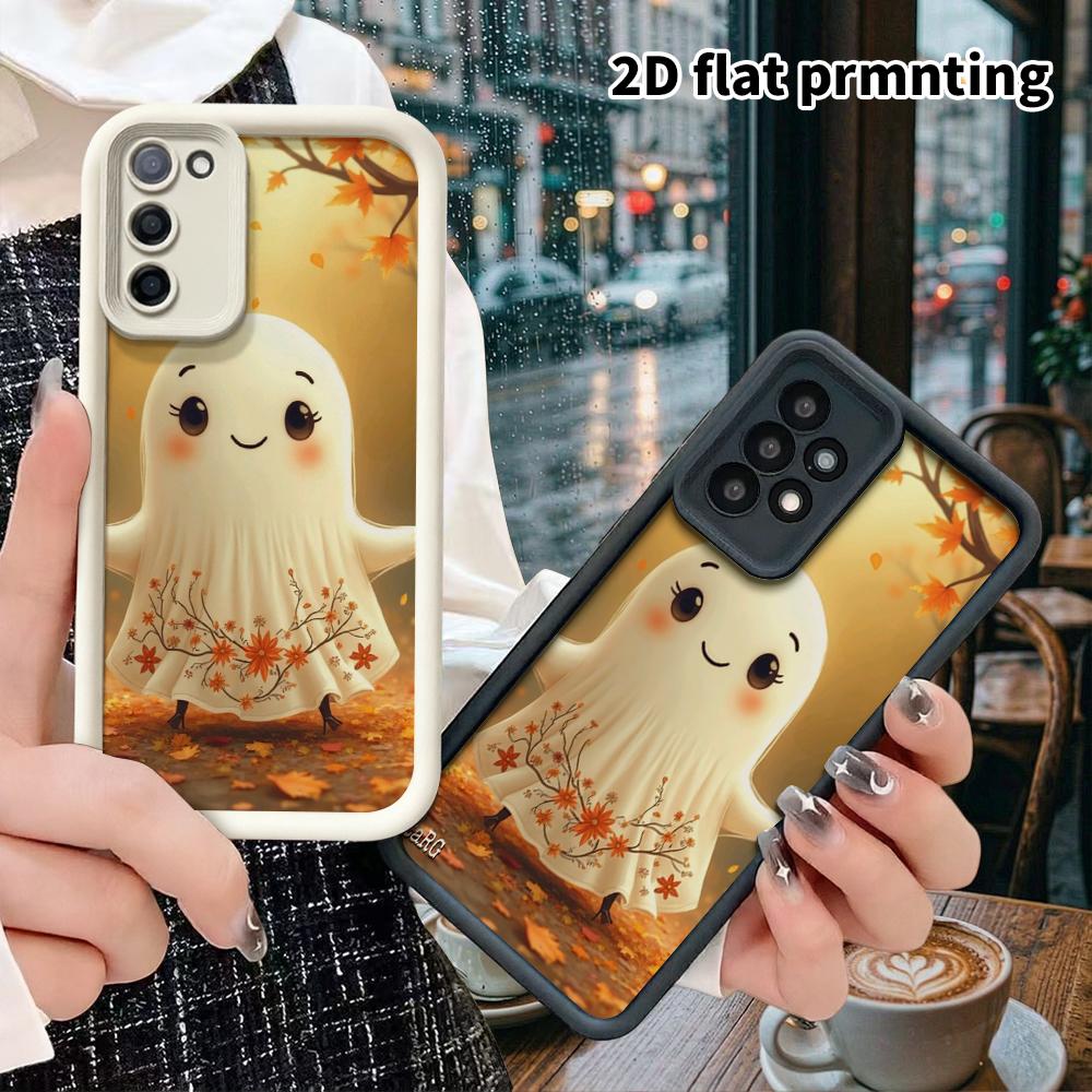Phone Case: 2D Flat Samsung Galaxy A34 A35 M05 M06 S20 S22 S21 FE Plus 5G Layered Protection Case, Little Skirt Ghost, Christmas and Halloween Gift