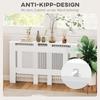 Radiator Cover, Slatted Design, Adjustable Length 125-201 cm, MDF, White