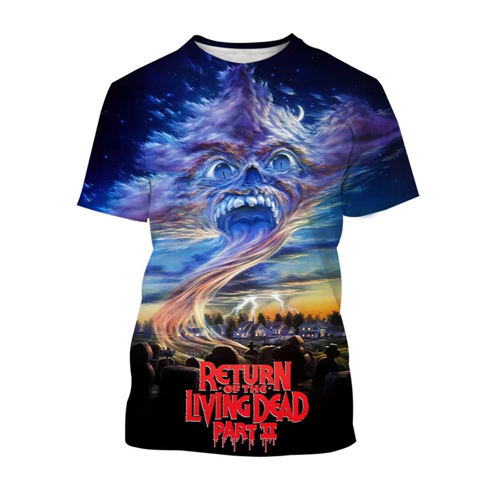 Новая классическая футболка с изображением фильма ужасов «Возвращение живых мертвецов», 3D-принт с изображением черепа зомби, унисекс, уличная одежда для детей
