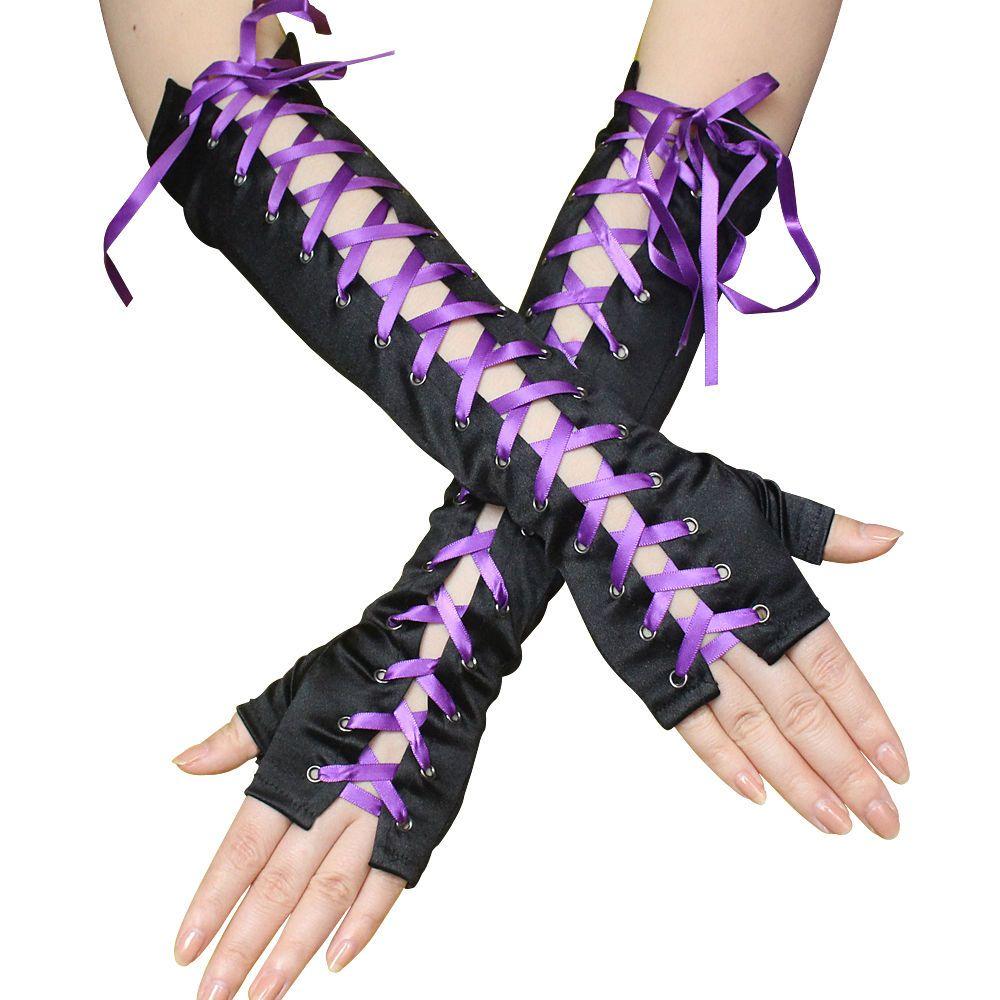 Японские перчатки Harajuku Lolita Lace Strap Long Punk Style Ribbon Bow COS