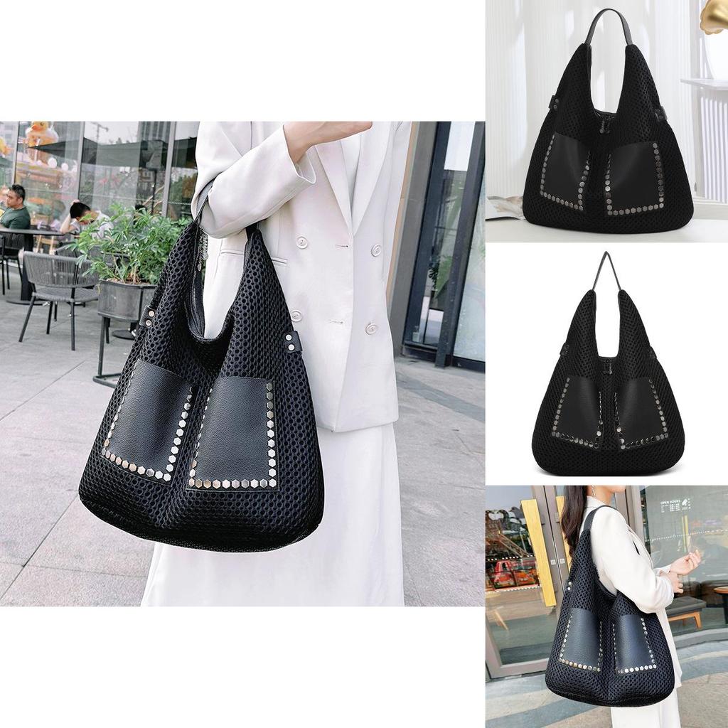Rivet Fashion Tote Bag For Women With Hollow Design For Casual Outings