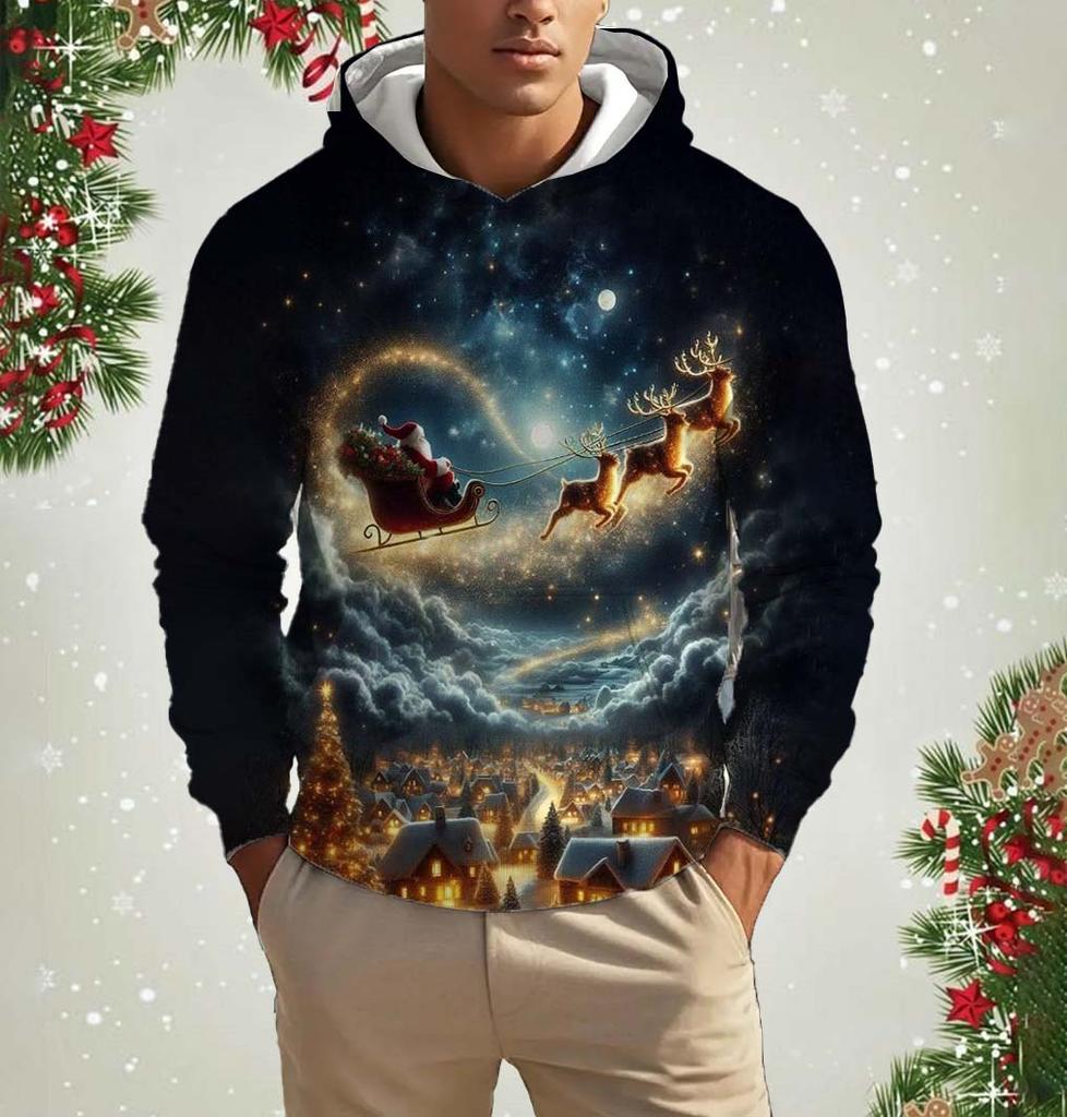 2026 Christmas Santa Claus 3D Printed Hoodies For Men Clothes Hoodie Sweatshirts Fashion Santa Claus Festival Cosplay Tops