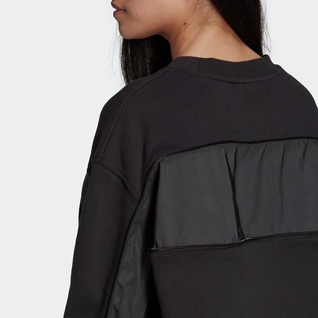 adidas Оригинальная однотонная куртка-толстовка с молнией и круглым вырезом с длинным рукавом для женщин Черная HF7428