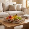 Scalloped Edge Paper Rope Storage Basket Handmade Fruit Basket Practical Desktop Organizer  Kitchen