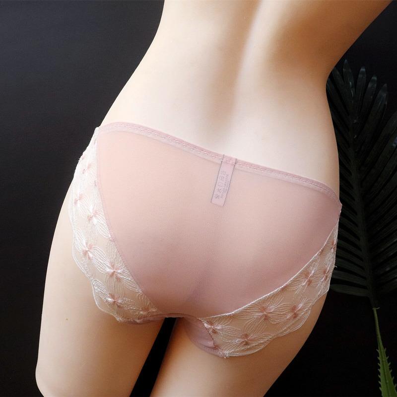 Mesh Girl Embroidery Sexy Underwear Plus Size Women Low-rise Panties Women's Ice Silk Breathable Women's Briefs