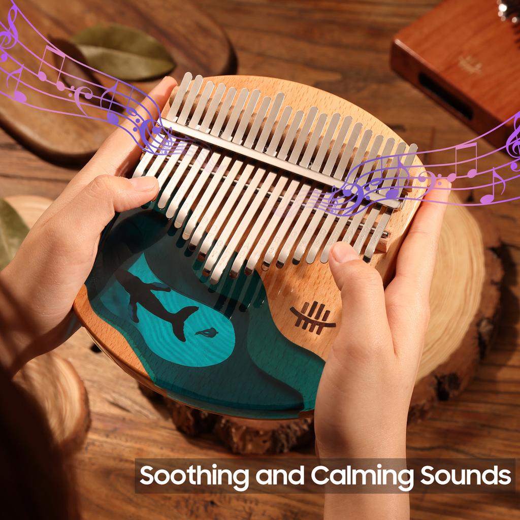 Hluru Kalimba Thumb Piano 21 клавиша Буковое дерево для большого пальца Фортепиано Портативный музыкальный инструмент синий