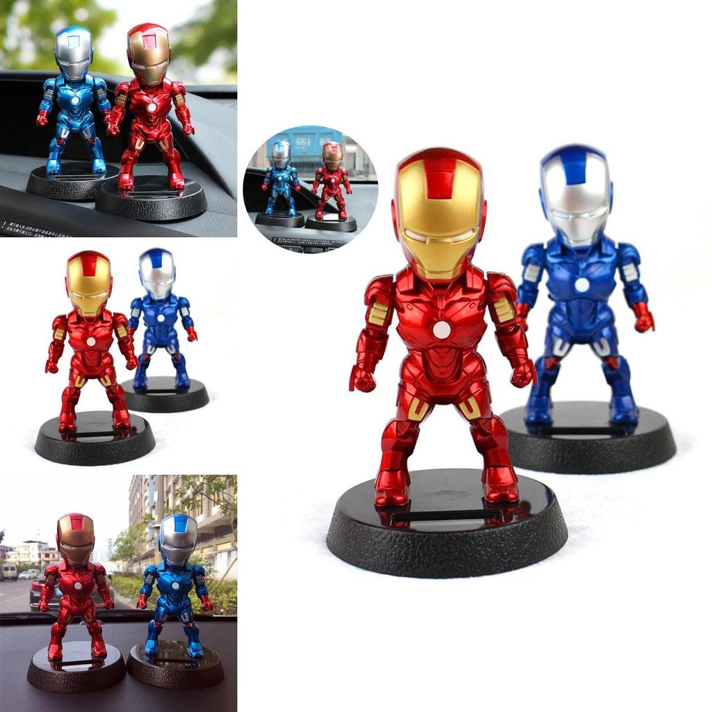 Shaking The Head Marrie Couple Car Decoration Toy With Vibrant Red And Blue Iron Man Design