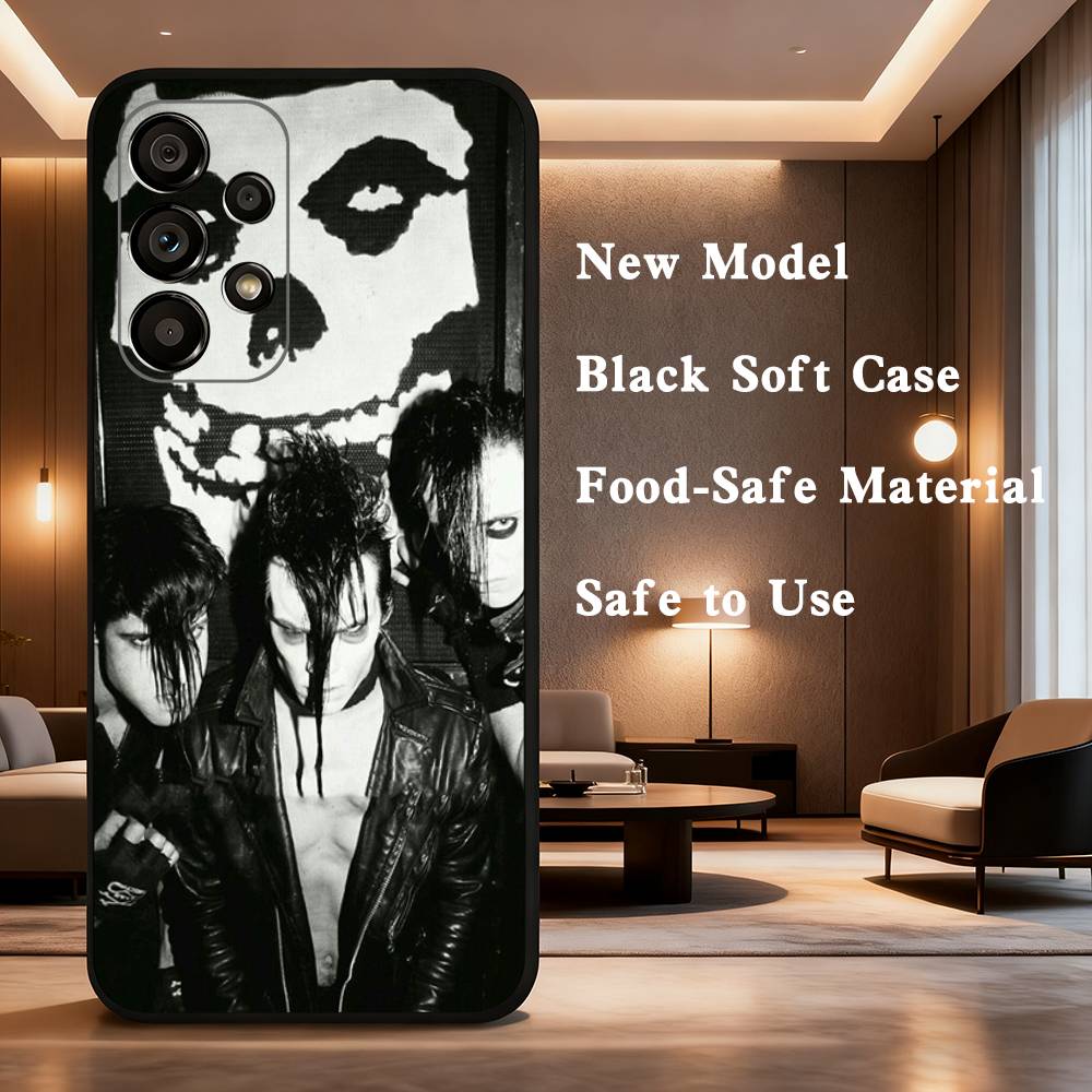 M-Misfits Rock Phone Case For Samsung Galaxy A73,31,32,72,41,53,52,71,22,5G,Note,J7,8,9 Soft Black Silicone Cover