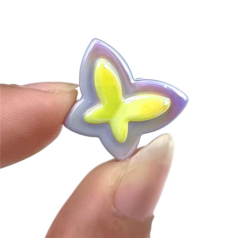 Butterfly Loose Beads Bracelet Necklace UV Plated Jewelry Accessories Three-dimensional 5pcs Creative Beaded Material Dazzle Two Color