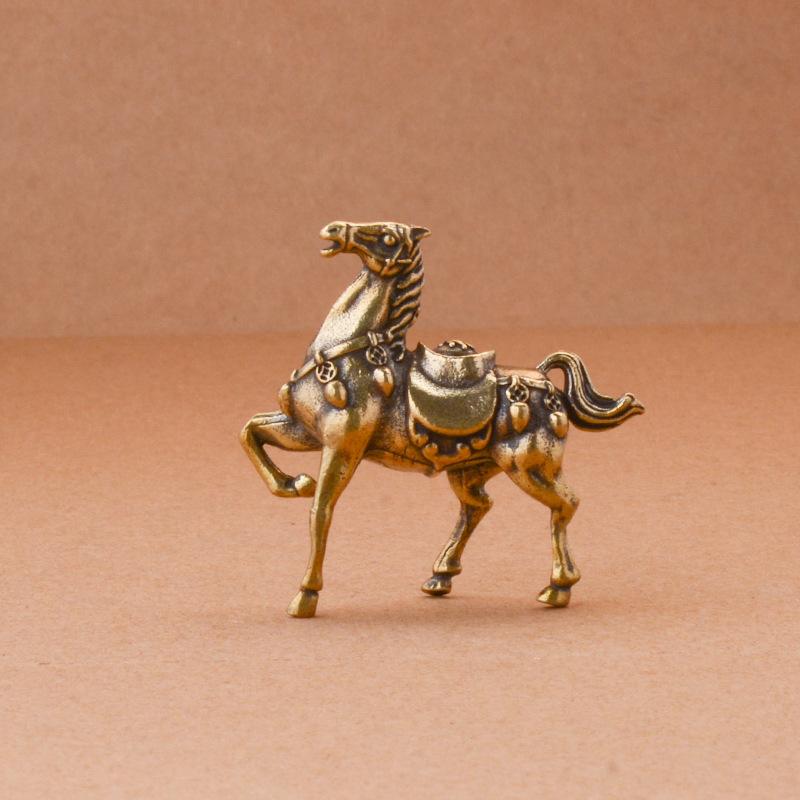 Brass War Horse Small Ornament Home Desktop Decoration Retro Pure Copper Horse Crafts Copper Figurines Enthusiasts Collect
