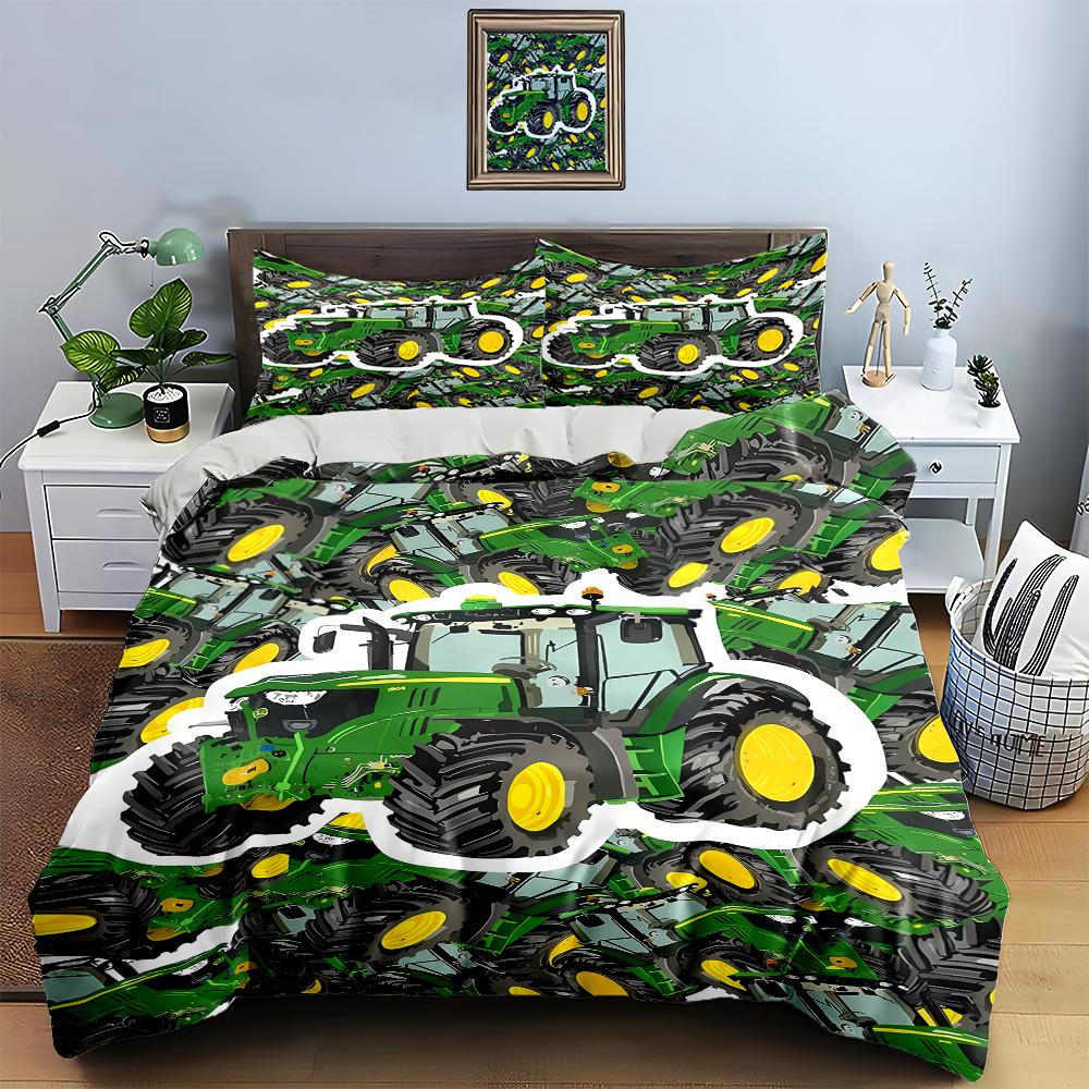 Green tractor design Bedding, Duvet cover sets, Duvet covers, Pillowcases, Birthday gifts (1 * Duvet Cover 2 * Pillowcases, without duvet insert)