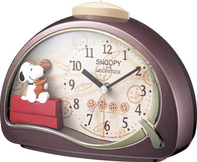 Будильник RHYTHM Snoopy с аналоговым характером R506 с электронным звуковым сигналом коричневого цвета 4SE506MJ09