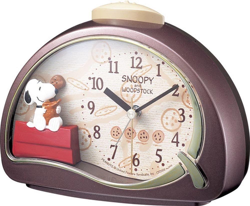 Будильник RHYTHM Snoopy с аналоговым характером R506 с электронным звуковым сигналом коричневого цвета 4SE506MJ09