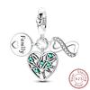 Original Real 925 Sterling Silver Bead Charm Heart Infinite Family Tree Pendant Fit Original Bracelet For Women DIY Jewelry Gift