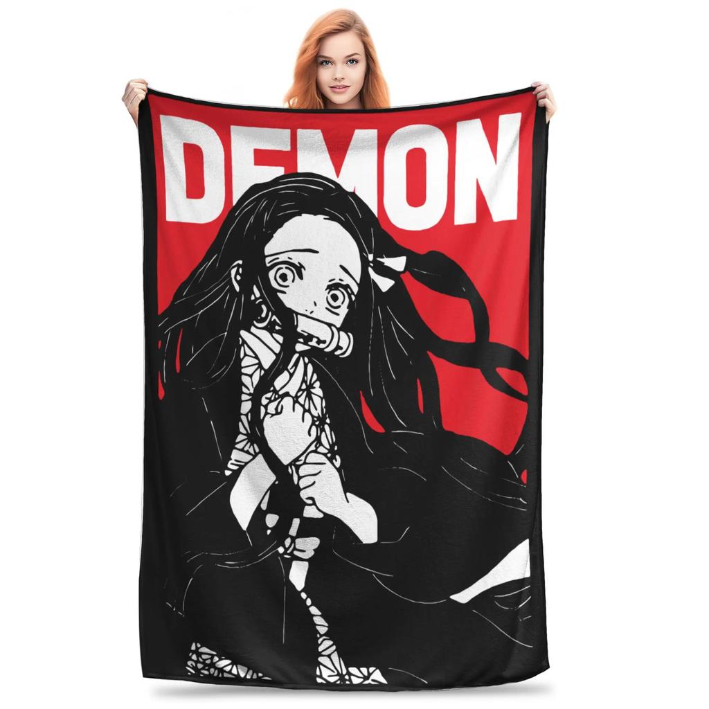 Demon Slayer Mitsuri Kanroji Blanket Flannel Spring/Autumn Multi-function Super Warm Throw Blankets Sofa Travel Bedding Throws