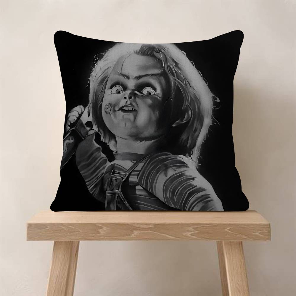 Horror Movie Chucky Childs Play Pillow Covers Cartoon Sofa Decorative Home Doublesided Printing Short Plush Cute Cushion