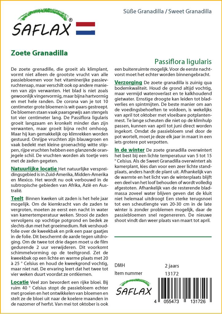 SAFLAX Сладкая Гранадилла - 20 семян - Passiflora ligularis