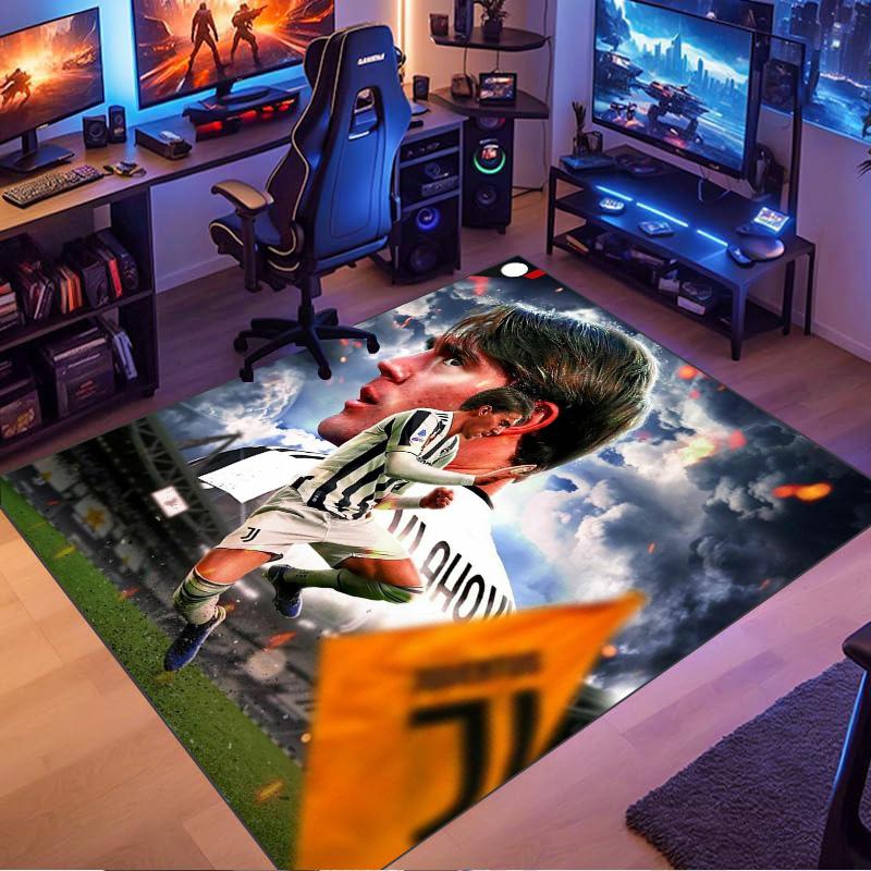 Juventus Football Player Stadium Storm Art Print Area Rug Non‑Slip Rectangular Floor Mat Soccer Fan Home Decor Rug for Gaming Room Living Bedroom
