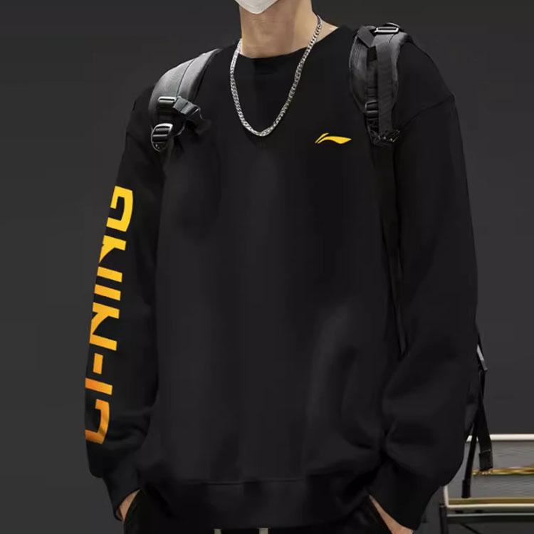 Li Ning Повседневный спортивный свитер с круглым вырезом и длинным рукавом, мужская толстовка YWDT531-2