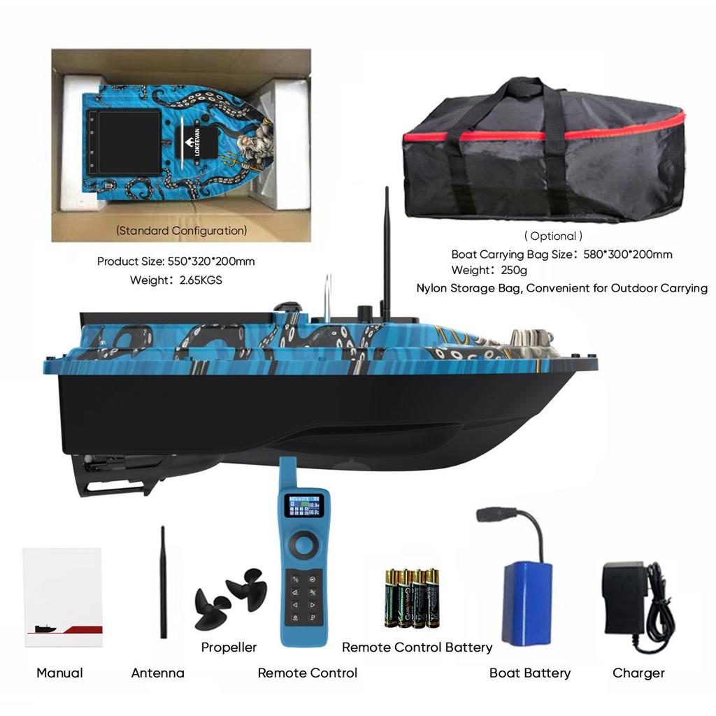 LOKEEVAN D32ED GPS Fishing Bait Boat 12000mAh GPS+Beidou Dual System 500m Remote Control Distance